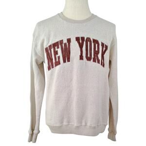 New York Popular Fleece Sweatshirt Lightweight Unisex MED Preppy Cozy